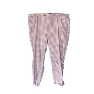 Talbots Plus Relaxed Chino Pants Purple Gingham Casual‎ Straight Leg Size 20W